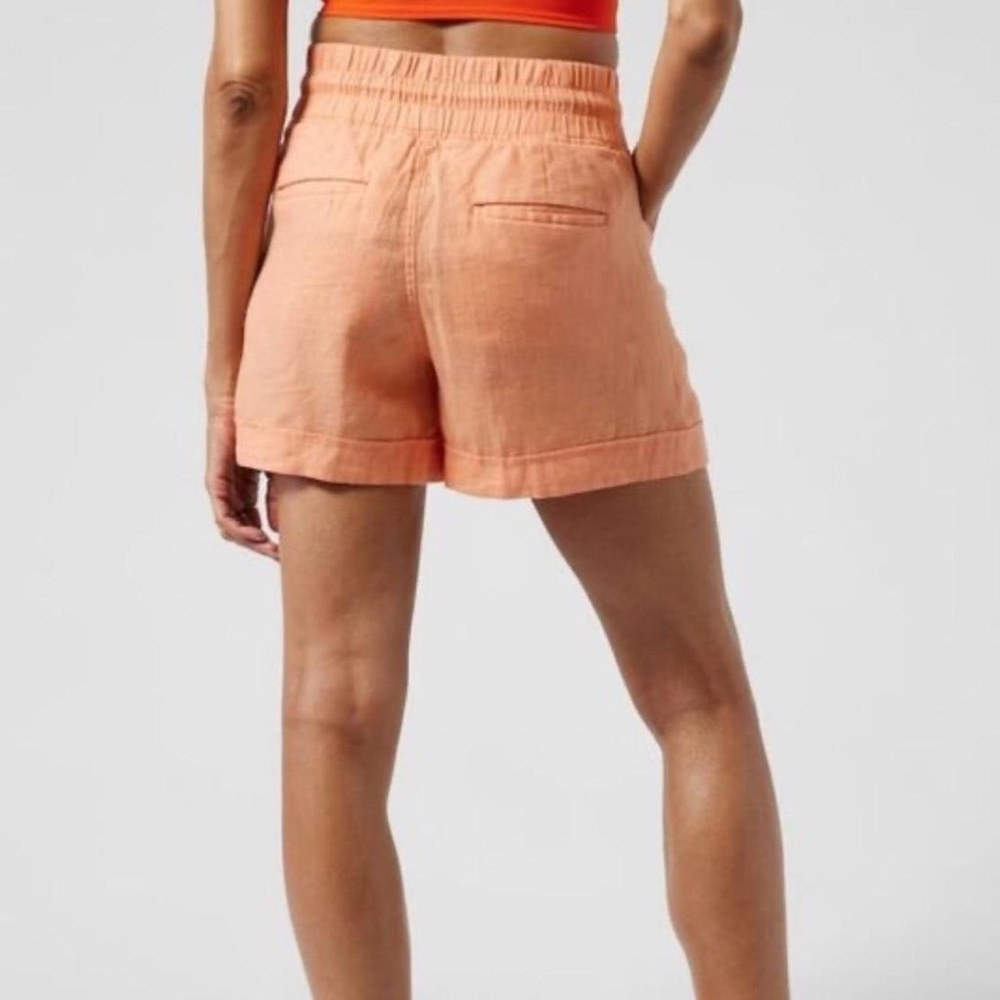Athleta Cabo 4” Linen Shorts Size 8 Toasted Ochre EUC